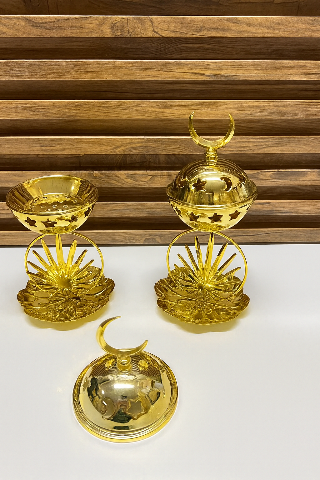 Brûleur d’Encens Doré Étoile & Croissant